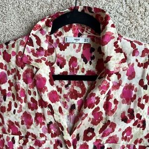 Mango MNG, blouse, leopard print, pink and red, size M